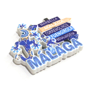 Imán <span class=keywords><strong>de</strong></span> Refrigerador Personalizado <span class=keywords><strong>de</strong></span> Resina 3D con Diseño <span class=keywords><strong>de</strong></span> Málaga, España, Azulejo Mediterráneo Azul, Tortuga Marina, Gecko, Elefante, Recuerdo - Product Image 1