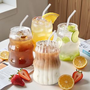 Vaso de Vidrio de Borosilicato de Pared Simple Personalizado, Soplado a Mano, para Café, con Diseño Ondulado, Apto para Alimentos, Libre de BPA, Apto para Lavavajillas - Product Image 1