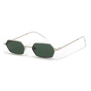 Lunettes de soleil unisexes à monture hexagonale en métal, verres foncés, protection UV 100%, style tendance pour adultes - Product Image 5