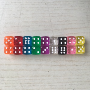 <span class=keywords><strong>Dés</strong></span> transparents colorés de 16 mm, <span class=keywords><strong>dés</strong></span> <span class=keywords><strong>en</strong></span> acrylique transparent à 6 faces avec points blancs pour jeux de société - Product Image 6