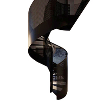 Couvre-marches d'escalier incurvé en colimaçon de style américain de luxe dernier cri Design moderne en bois massif en verre avec matériau en acier pour une utilisation en intérieur