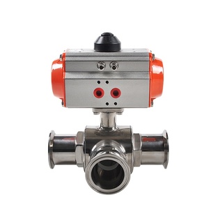 Vanne à boisseau sphérique pneumatique à 3 voies Covna ANSI AC220V DN50 en acier inoxydable 304, à fixation par collier, de qualité alimentaire - Product Image 1
