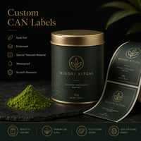 Étiquettes personnalisées pour boîtes de thé matcha, papier texturé gaufré à l'or, autocollants en rouleau imperméables pour emballage alimentaire, étiquettes de logo