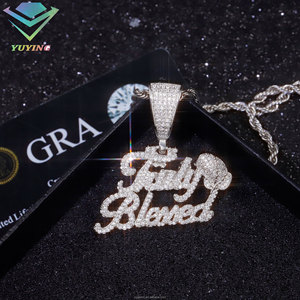 Pendentif Moissanite Entièrement Sertie Master Rocks Jewelry, Lettre Personnalisée Hiphop, Argent 925 Plaqué Or Rose, Certifié GRA, Unisexe - Product Image 3