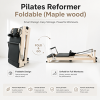 Machine de Pilates Reformer Durable, Réglable, en Chêne, Pliable, Portable, pour la Maison, Yoga, Fitness, Entraînement