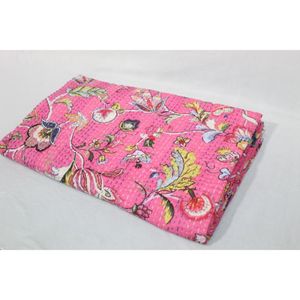 Tropical Home Decor Indian Kantha <b>Bedspread</b> & <b>Quilt</b> Handmade Printed Cotton Washable Soft Eco-Friendly Housewarming Gift - Product Image 4