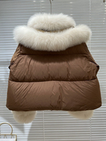 Veste matelassée JANVENY avec col en fourrure de renard naturelle, nouvelle collection hiver, vêtements pour femmes, manteau ample en duvet de canard blanc, parka en fourrure véritable