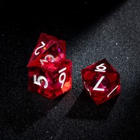 Ensemble de dés en résine liquide rouge, 7 pièces, bords tranchants, polyédriques, pour D&D, jeux de rôle de table