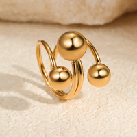 Nouvelle Arrivée Gaovo : Bagues Ouvertes Irrégulières Tendance à Trois Boules, Bicolores, Ajustables en Acier Titane – Bijoux de Mode