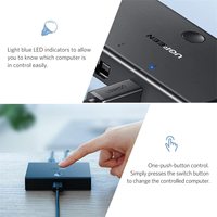 Commutateur de partage USB 2.0 UGREEN, 2 ports, adaptateur de commutateur périphérique, boîte 2 en 1, sortie, commutateur KM pour ordinateur, partage de 1 périphérique USB, concentrateur