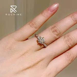 Rochime วินเทจลวดวาดแหวนเพชรเกลียว 925 เงินสเตอร์ลิงสูงเครื่องประดับลูกบาศก์เซอร์โคเนียพลอยแหวนผู้หญิง