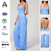 Combinaison de yoga sans coutures anti-transpiration à bretelles croisées, longue, décontractée, tendance, extensible, amincissante, à jambes larges