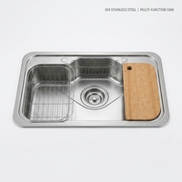 Évier de cuisine moderne multifonction en acier inoxydable 304, nano, à cuve unique, rectangulaire, à encastrer sous plan, avec robinet, pour appartement, garantie 3 ans