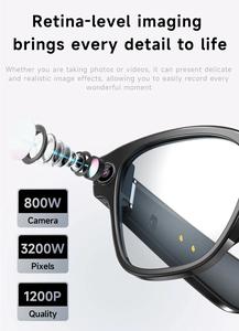 Gafas Inteligentes L802 con IA, Cámara HD de 8MP, Grabación de Video 1200P, Reducción de Ruido, Traducción en Tiempo Real, Llamadas Bluetooth, Gafas de Sol - Product Image 6