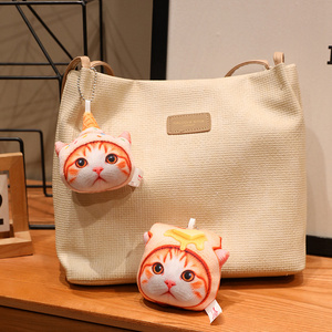 Porte-clés personnalisés en peluche <span class=keywords><strong>super</strong></span> douce en forme de nourriture : chat, hamburger, nouilles instantanées, frites - Product Image 5