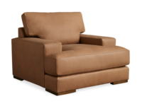 Chaise de salon personnalisée en cuir et en tissu, avec design transitionnel et luxueux
