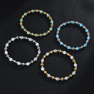 Pulsera de cuentas de elasticidad ajustable chapada en oro de 18 quilates de <span class=keywords><strong>Linsa</strong></span> Fashion, nuevo accesorio hecho de acero inoxidable que no se decolora - Product Image 5