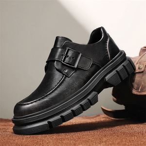 Men's Derby <b>Shoes</b> 2025 Genuine Leather Chunky Sole Casual <b>Shoes</b> Business Formal <b>Height</b> <b>Increasing</b> Lightweight Slip-on <b>Shoes</b> - Product Image 1