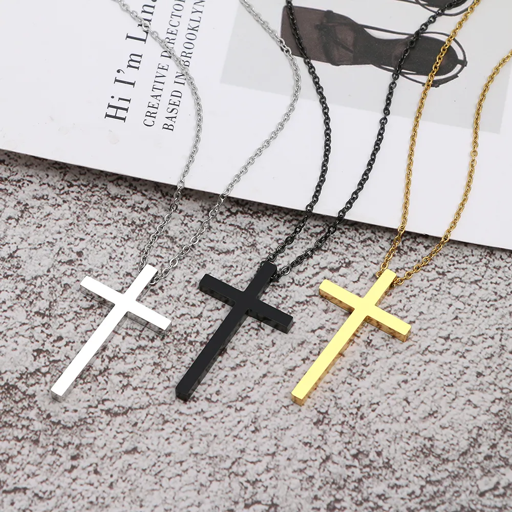 Stainless Steel Necklaces Big Cross Pendant Rock Gothic Men Chain Choker Fashion Necklace For Women Jewelry Gifts
