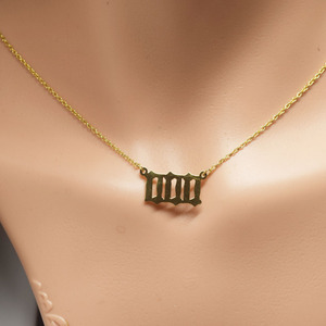 Collar de cadena con colgante de número de Ángel para mujer, material de acero inoxidable chapado en oro de 18k, <span class=keywords><strong>000</strong></span>, <span class=keywords><strong>111</strong></span>, <span class=keywords><strong>222</strong></span>, 333, 444, 555, 666, 777, 888, 999 - Product Image 5