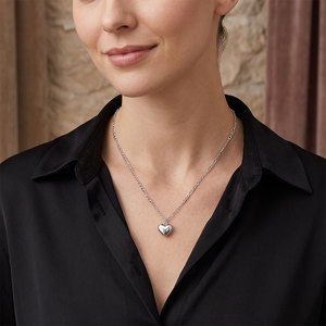 Collana con Ciondolo a Cuore in Acciaio Inossidabile, Catena Figaro Bicolore Oro e Argento, Design Minimalista, Gioielli Delicati <span class=keywords><strong>per</strong></span> Donne - Product Image 4