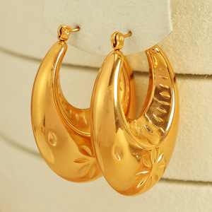 <b>Moon</b> Shape Hoop <b>Earrings</b> Gold Silver Plated Titanium Steel For Women Fashion Jewelry EH706 - Product Image 3