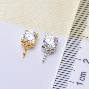 Colgante de Plata S925 con un Solo Diamante y Cuentas Redondas de 9-12 mm, Accesorios de Perlas para Collares, Base Vacía 3939 - Product Image 2