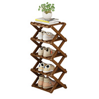 Étagère d'organisation de rangement de chaussures pliable moderne en bambou, étagère à chaussures pliable à 5 niveaux pour le coin d'entrée du placard