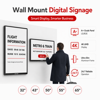 Layar Digital Signage Dinding Informasi Penerbangan Kereta Metro Bandara 4K UHD Layar Sentuh 65 Inci