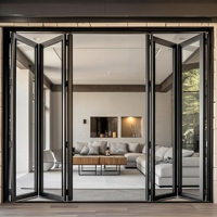 Portes pliantes en aluminium à rupture de pont thermique de haute qualité AS2047, résistantes aux ouragans, avec double vitrage trempé, porte extérieure pliante