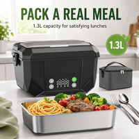 Tragbarer Wiederaufladbarer Lunch-Wärmer Beheizter Bento-Behälter 304 Edelstahl-Innenbehälter Elektrische Lunchbox für den Täglichen Arbeitsweg