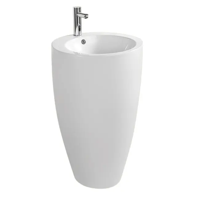 Lavabo en céramique de Surface solide avec socle, salle de bain, évier à main, une pièce, YL9001