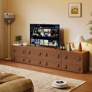 Modular Solid Wood <b>Chest</b> Of Drawers 6 Compartments Living Room <b>Storage</b> Cabinet Vintage Style - Product Image 3