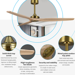 Ventilateur de plafond silencieux Design 40 pouces 3 pales en bois massif Chambre à coucher intérieure Maison Télécommande Moteur BLDC - Product Image 3