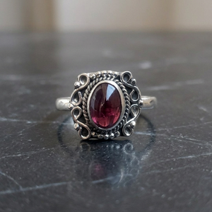 <b>Indian</b> Sterling Silver 92.5 Stone <b>Rings</b> Natural Red Garnet Stone <b>Rings</b> Natural Stone Red Garnet Women's <b>Ring</b> - Product Image 1