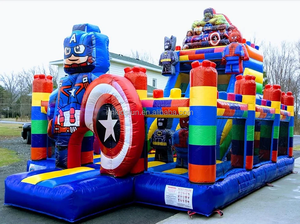 Juego de <span class=keywords><strong>Lego</strong></span> inflable, bloques de construcción, casa de rebote inflable, combo de Tobogán, Castillo de salto inflable para niños - Product Image 6