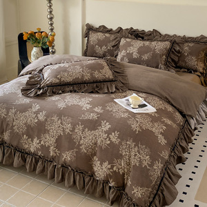 Copripiumino in quattro pezzi in stile retrò francese Set 100% collezione per la casa ispessita in lino 300tc - Product Image 6