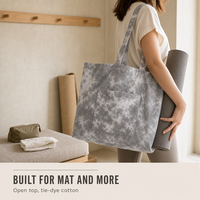 Sac fourre-tout en toile de coton tie-dye avec poche avant, grande capacité, réutilisable, pour le shopping, logo personnalisé, pour le yoga, le travail, l'école
