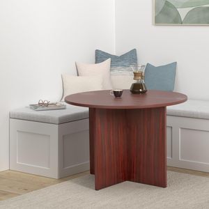 Table de conférence ronde contemporaine en acajou Alera Valencia avec pieds pliables 29-1/2 po de hauteur x 42 po de diamètre. pour Hôtels et Bureaux - Product Image 3