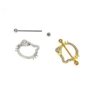 Пирсинг для сосков из нержавеющей стали 316L с цирконом в форме кошки, украшения для пирсинга тела, кольца для сосков, пирсинг-штанги для сосков - Product Image 4