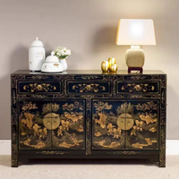 Armoire de salon traditionnelle antique avec panneaux décoratifs, coffre rectangulaire à 3 tiroirs, en bois, meubles écologiques pour la maison