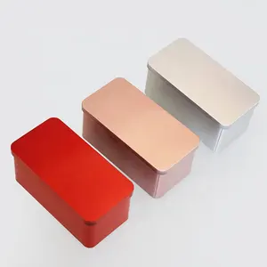 empty container Small Rectangle Metal Canister Cookie Chocolate Metal Tea Box Tins Can With Lid