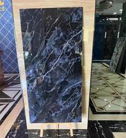 Carrelage en porcelaine polie bleu saphir design 600x1200 pleine masse pour salon