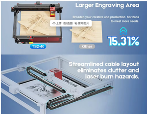 Graveur laser TS2-40W, machine de découpe CNC avec assistance pneumatique intégrée, contrôle par application, prise en charge de l'impression hors ligne, 410*410mm - Product Image 4