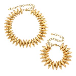 مجموعة مجوهرات أنيقة من الفولاذ المقاوم للصدأ مجموعات سوار قلادة مبالغة للنساء T172 - Product Image 5