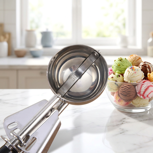 304 Stainless Steel Ice Cream Scoop Trigger Release Multi-Size Colorful Handle Dishwasher Safe for Commercial Kitchen Bakery - Product Image 5
