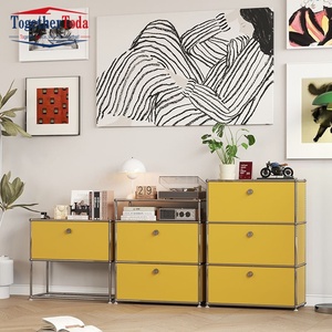 Modern Durable Metal Frames 1.2 Thick <b>Stainless</b> <b>Steel</b> Tube Modular Cabinet <b>Table</b> with Vibrant Color Options - Product Image 1