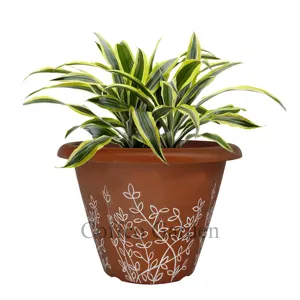Coffco pot bunga plastik 16 inci, pot bunga daun persik untuk tanaman rumah taman dalam ruangan & luar ruangan