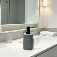 Distributeur de savon en mousse écologique en résine texturée côtelée moderne, rechargeable, avec pompe pour lavage des mains, multifonction