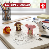 Promotion produits 3D Animal gomme ensemble boîte en forme de crayon gomme singe Lion ours forme gomme